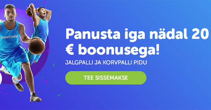 SuperCasino spordiennustamise kampaania - teeni iga nädal €20 boonus