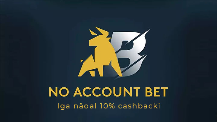 NoAccountBet maksab iga nädal 10% cashback’i