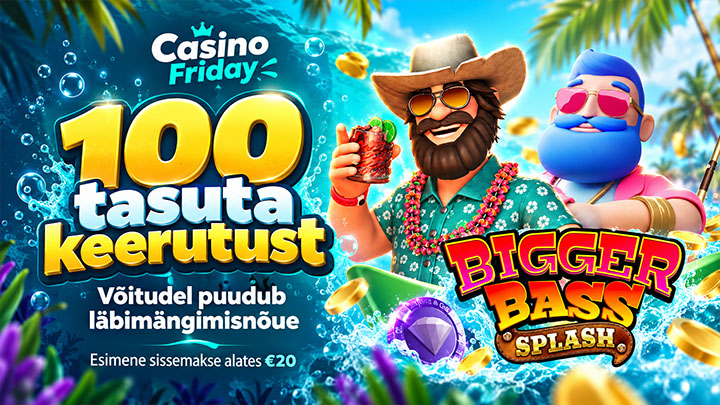 Casino Friday tervitusboonus: 100 tasuta keerutust